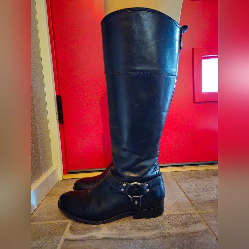 Frye Melissa Harness Boots--Extended Calf 9.5